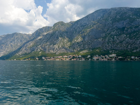 Bay of Kotor in Montenegro, view from the sea.の写真素材