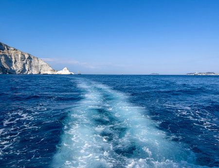 Folegandros island, Greece. View from boat.の写真素材