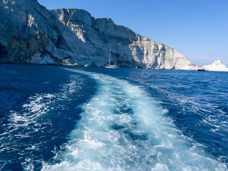 View from the boat on the cliffs of Zakynthos island, Greeceの写真素材