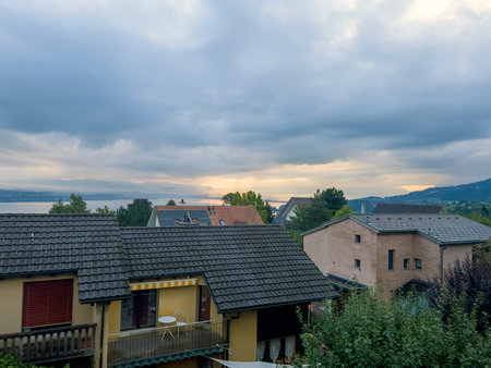 Beautiful sunrise in Richterswill.の写真素材