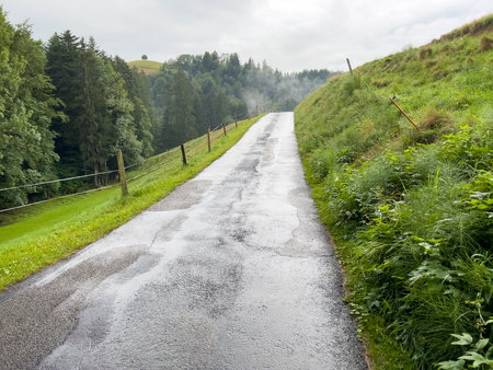 In late autumn there is often fog in Switzerland.の写真素材