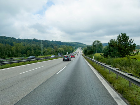 The Autobahn between Germany and Austria.の写真素材