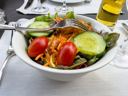 The small vegetable salad in a Basel restaurant.の写真素材