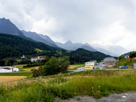 Beautiful houses in the middle of the Alps.の写真素材