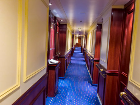 The corridor of the ship hotel.の写真素材