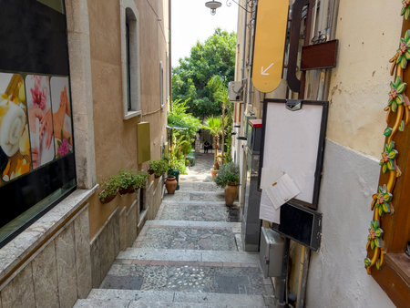 The restaurant at the bottom of the stairs.の写真素材