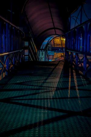 A pedestrian bridge made of ironの写真素材