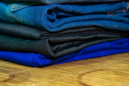 Abstract line shape of folded pantsの写真素材