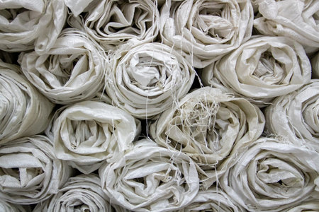Abstract line shape of stacked sack rolls