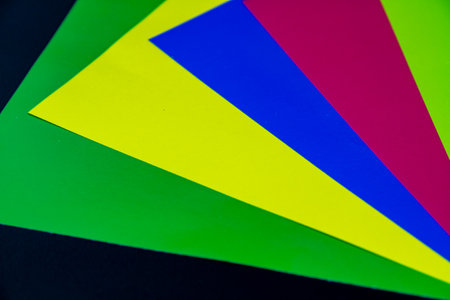 Color abstract shapes from origami paper arrangementの写真素材