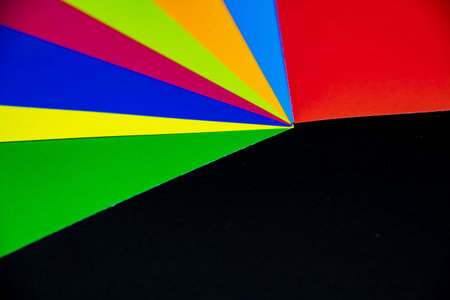 Color abstract shapes from origami paper arrangement