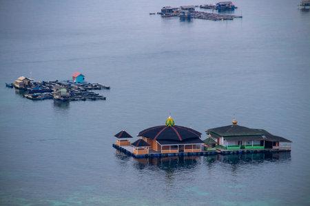 Floating mosque in the middle of the sea