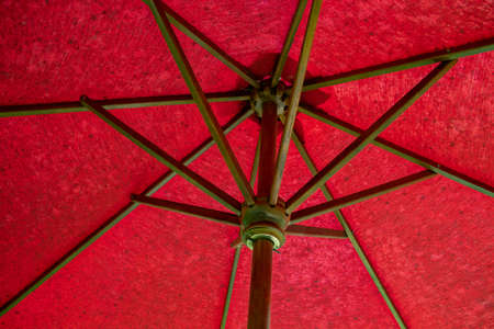 Table umbrella frame made of woodの写真素材