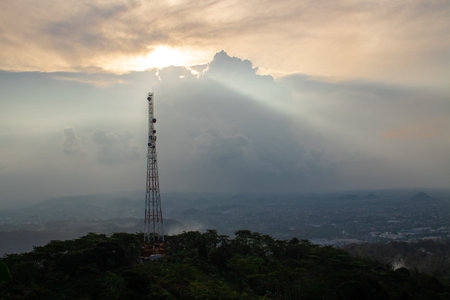 View of the twilight clouds from the top of the mountain