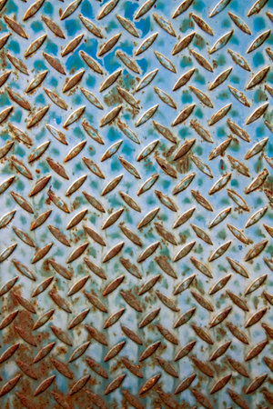 Rusty blue steel wall texture backgroundの写真素材