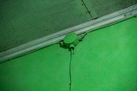 Cover of cable joints in green walls and green ceiling.の写真素材