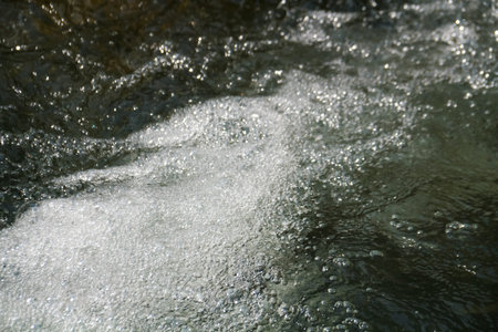 Water on the surface of the river in the forest. Spring background.