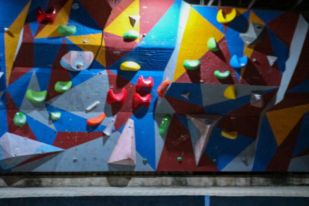 Climbing wall in the gym. Abstract background and texture.の写真素材