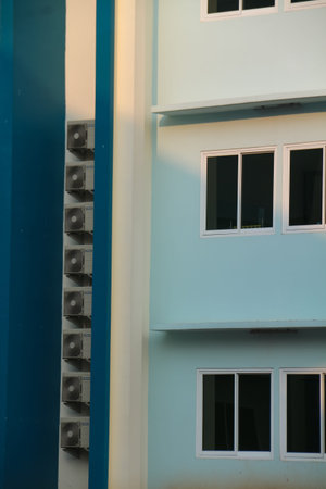 Detail of the facade of a residential building in the city.