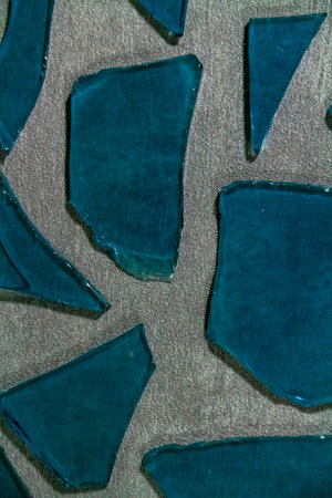 Close up detail of blue ceramic tiles. Abstract background and texture.の写真素材