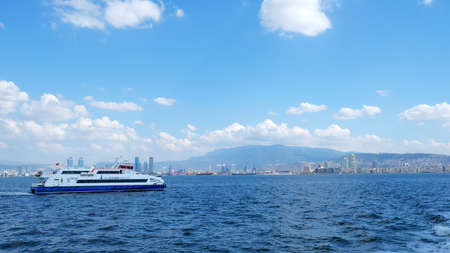 Izmir/Turkey - 01/14/2019: A view of the city from the passenger ferry to Karsiyaka.のeditorial素材