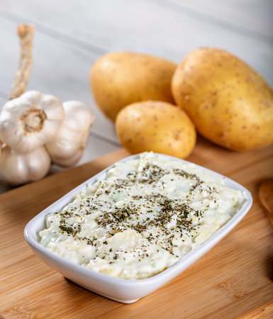 Potato salad with yoghurt and mayonnaise