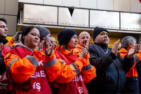 Karsiyaka, Izmir / Turkey - 01/16/2019: Demonstration for the economic and social rights of the...