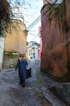 Basmane, Izmir - Turkey - 02-23-2018: Basmane is one of the oldest districts that still preserves its history. Old houses now mostly inhabited by syrian refugees, Basmane neighbourhood Izmir, Turkey.のeditorial素材