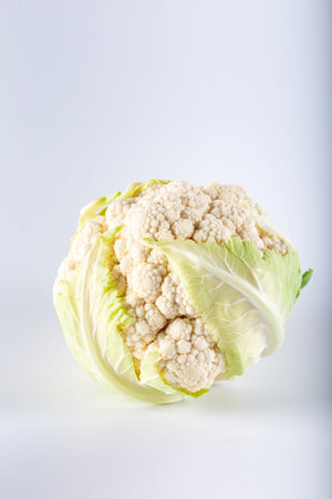 Fresh cauliflower isolated on white background. Close up.の写真素材