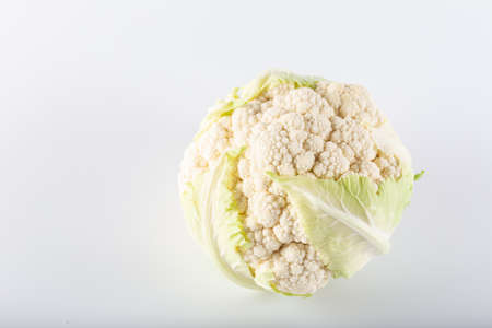 Fresh cauliflower isolated on white background. Close up. Background and texture.の写真素材