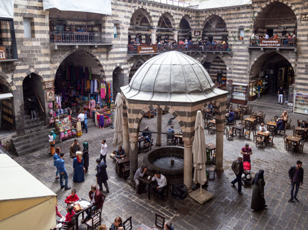 Diyarbakir - Turkey - 05-02-2019: View of the Hasan Pasa Khan. The Hasan Pasa Khan is historic...