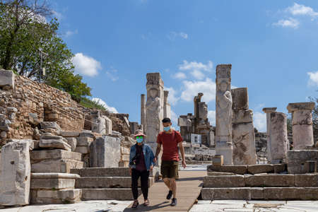 Efes, Selcuk, Izmir - Turkey- 04252021: The ruins of an ancient city of Ephesus, Izmir, Turkey.のeditorial素材
