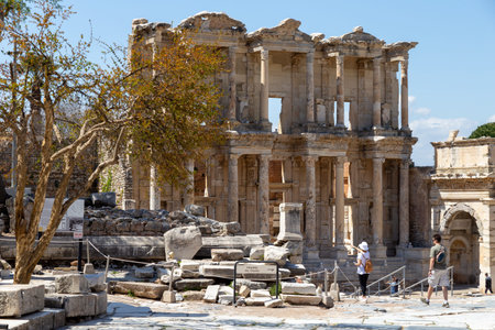 Efes, Selcuk, Izmir, Turkey - 0425-2021: Celsus Library in Ephesus, Izmir, Turkey. Library of Celsus in the ancient city of Ephesus.のeditorial素材