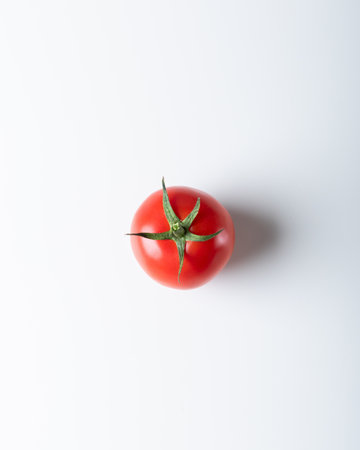 Tomato on a white background. Flat lay, top view.の写真素材