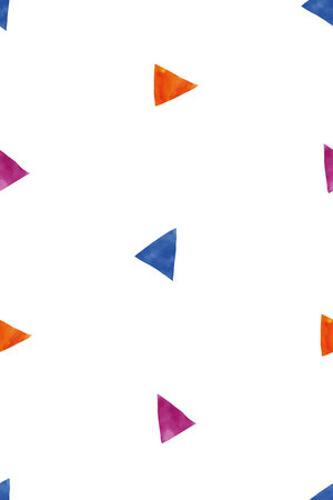 Seamless watercolor pattern with colorful triangles on a white background