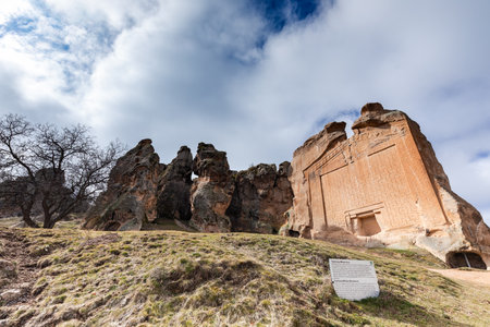 Midas Monument of Ancient Midas City in Yazilikaya, Eskisehir, Turkey.の写真素材