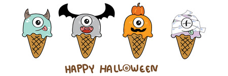 the little monster ice cream in Halloween.のイラスト素材