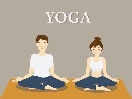 the yoga couple in lotus poseのイラスト素材