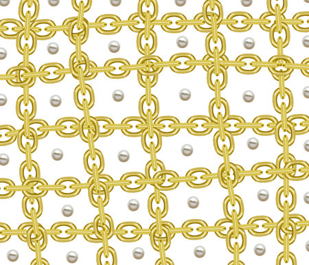 The abstract pearl and chain line on white background.