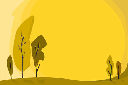 Yellow tree vector and empty space yellow background.のイラスト素材