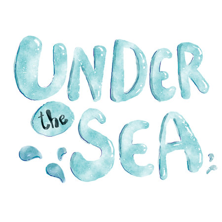 Under the sea text, watercolor-style vector is isolated on white backgroundのイラスト素材