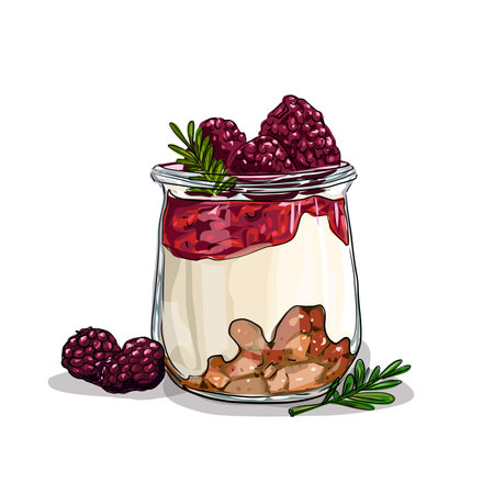 Raspberry yogurt healthy food vector isolatedのイラスト素材