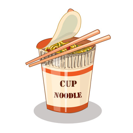 Instant Noodle, Cup noodle cartoon vector isolated on a white backgroundのイラスト素材