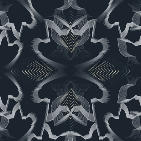 Vector illustration of pig silhouettes arranged to create abstract shapes combined with abstract leaves.の写真素材
