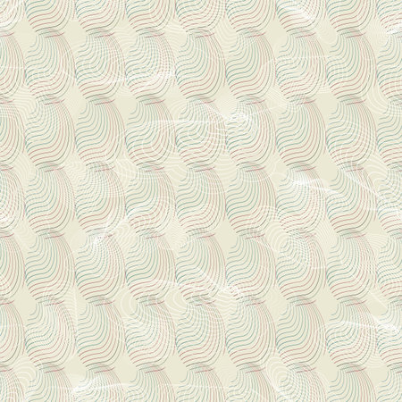 Pastel pink, aqua, green and yellow gradient striped ovals and warped leaves. Layered abstract...