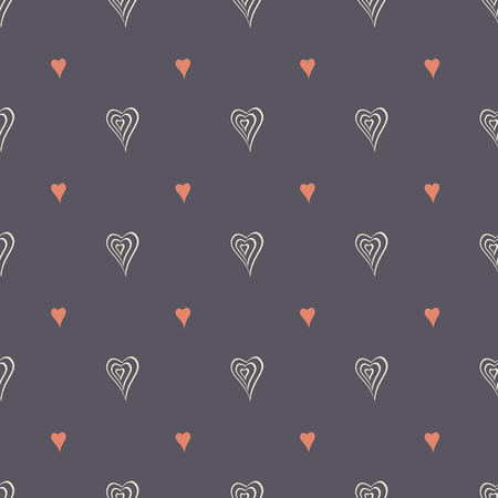 Abstract vector seamless pattern with stylized hearts. Graphic cream, grey and orange ornaments.のイラスト素材