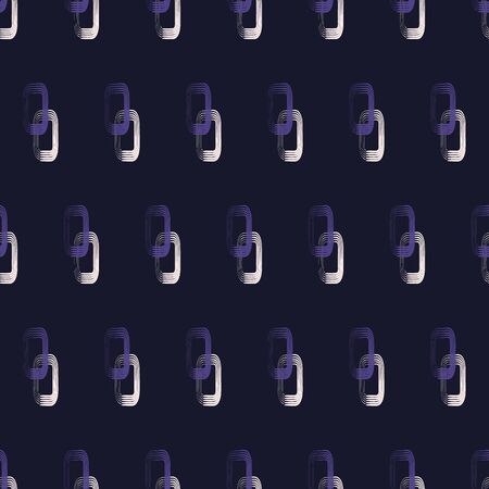 Abstract vector seamless pattern with stylized glowing rounded rectangles. Graphic navy, purple, indigo and white glowing logo ornaments.の写真素材