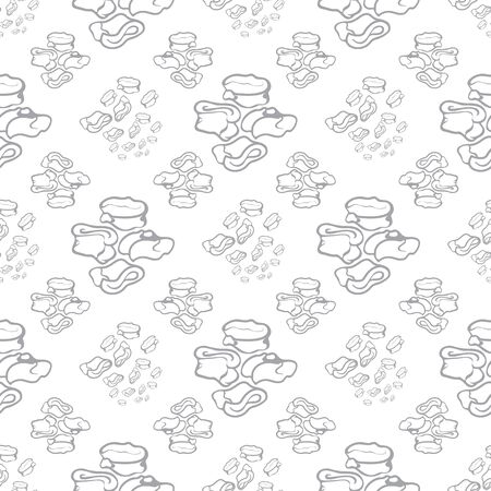 Seamless repeat pattern. Vector illustration of stylized sheep ankle bones in white and grey. Mongolian traditional good luck charm motifs.の写真素材