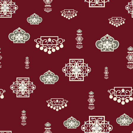 Vector Illustration of stylized traditional ornaments and motifs. Mongolian jewelry motifs on...