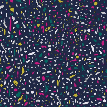 Vector illustration of stylized paint splatter on black background. Seamless pattern for textile, gifts, wallpaper and scrapbooking.の写真素材